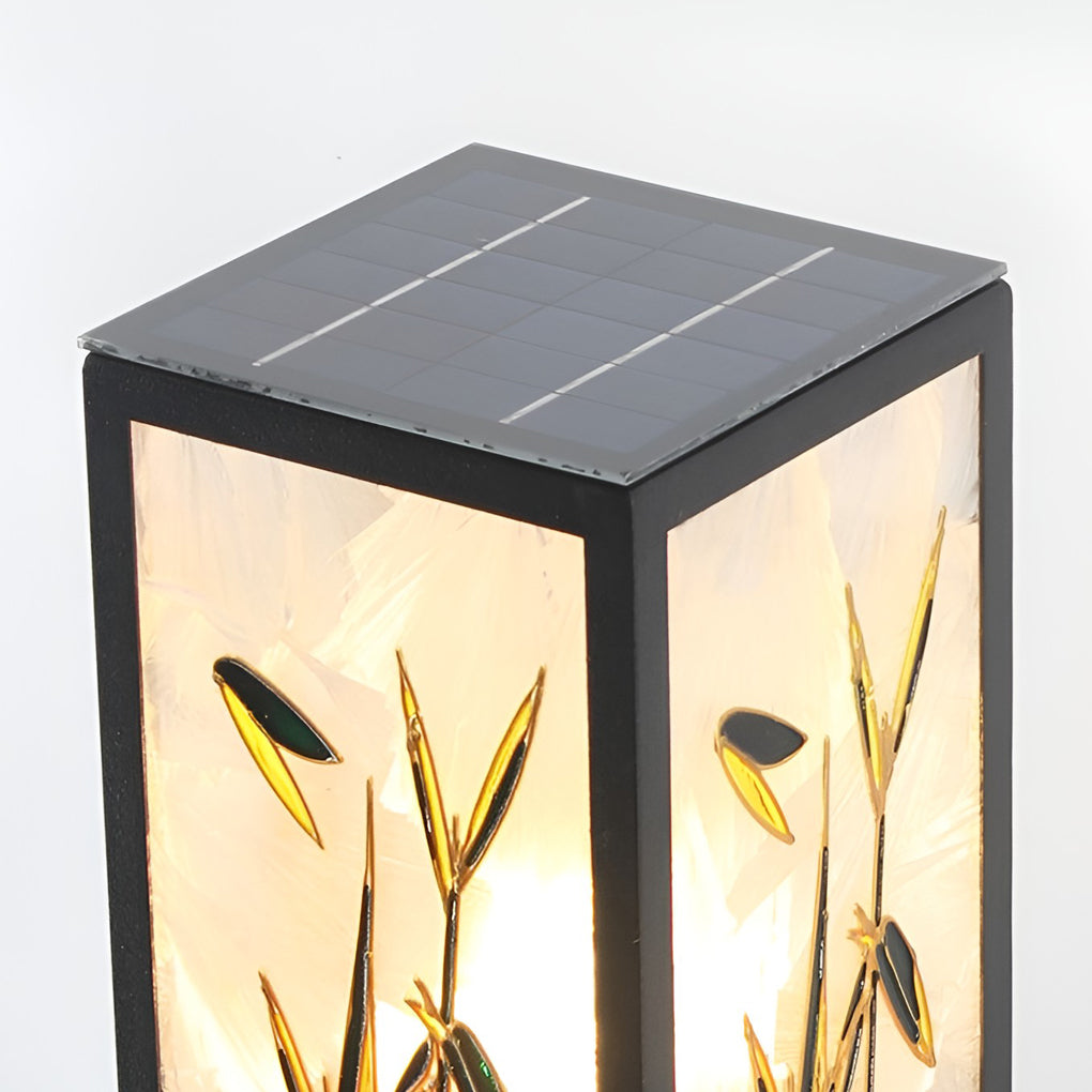 Vintage Square Solar LED Path Light Artistic Floral Landscape Bollard Lights - Lamp Outdoor