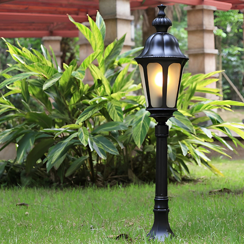 Elegant European-Style Black LED Outdoor Pathway Lamp Post - Lamp Outdoor