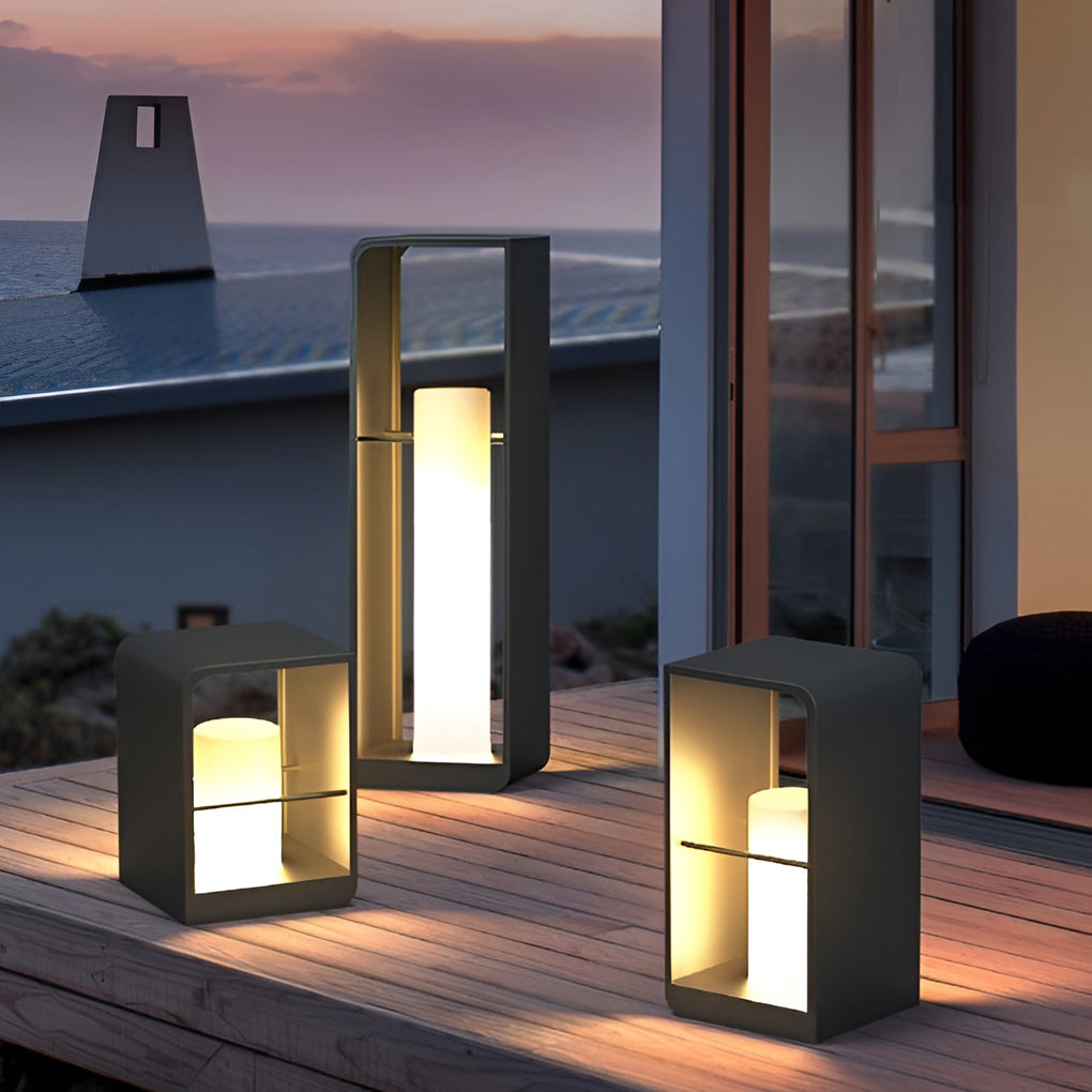 Gladys Rectangular Frame Modern Metal Outdoor Lights - Lamp Outdoor