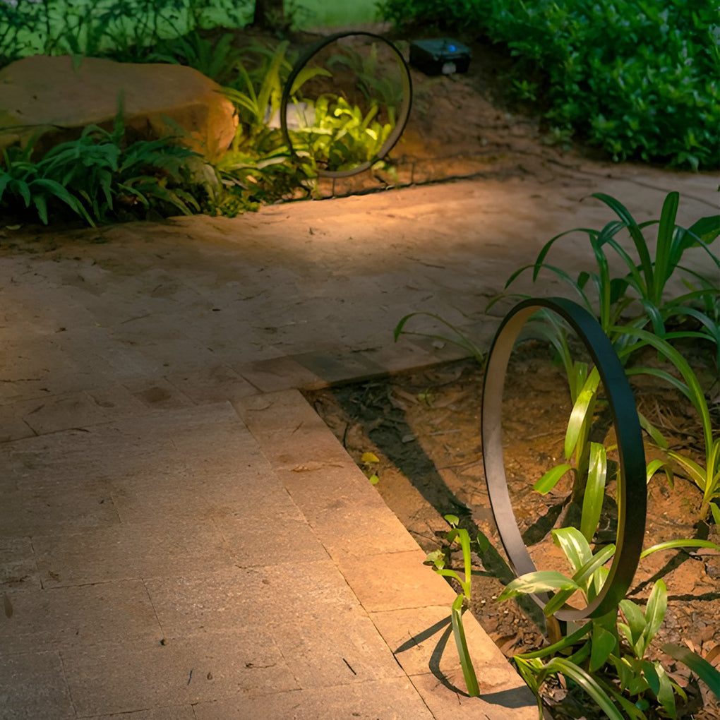 Elegant Circular COB Pathway Light Modern Black Ring Design - Lamp Outdoor