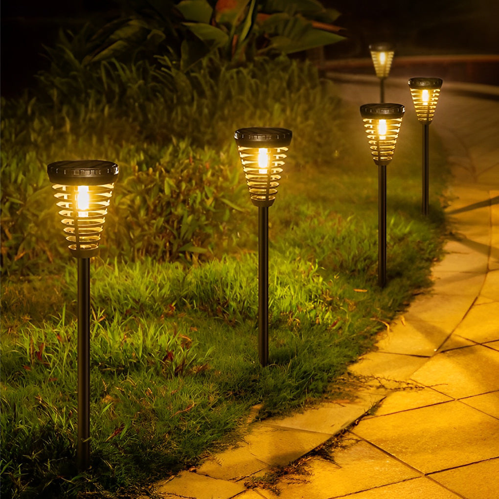 Open Multi-Ring Cone Shape Solar LED Garden Pathway Lights - Lamp Outdoor