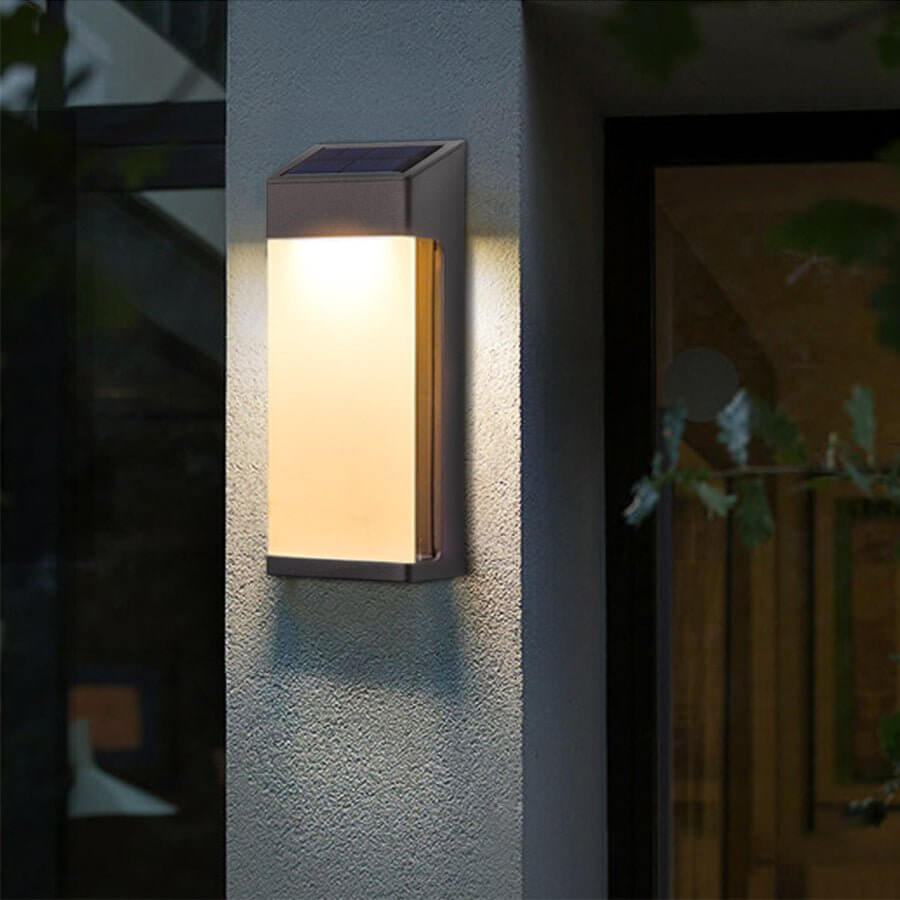 2PCS Contemporary Solar LED Wall Light with High Hardness Glass for Outdoor Gardens - Lamp Outdoor
