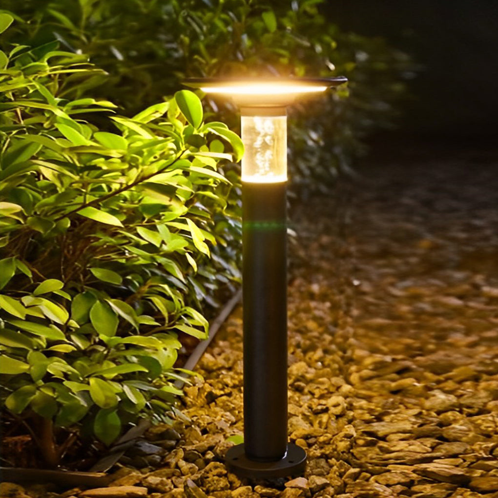 Solar Path Lights with Innovative Round Top Disk Down Lighting and Bubble Design - Lamp Outdoor