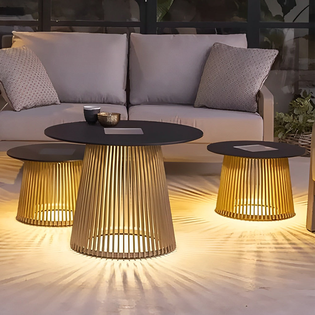 Waterproof Round Iron Cage Table RGB 16 Colors Solar Outdoor Lanterns - Lamp Outdoor