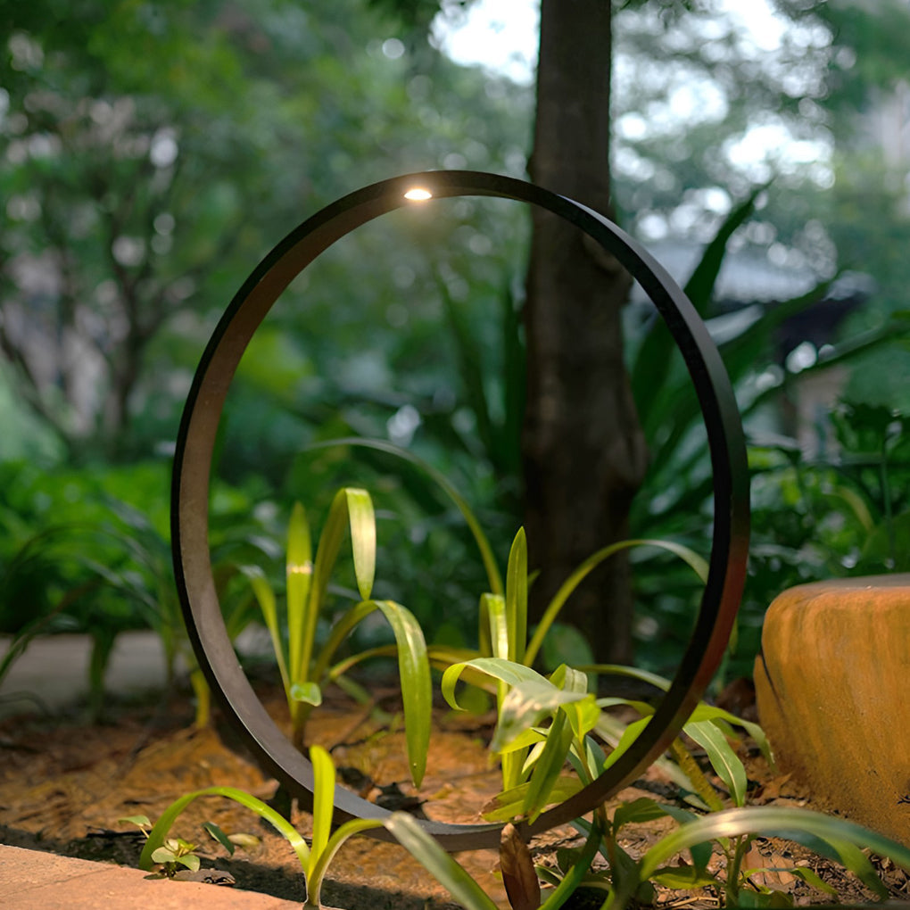Elegant Circular COB Pathway Light Modern Black Ring Design - Lamp Outdoor
