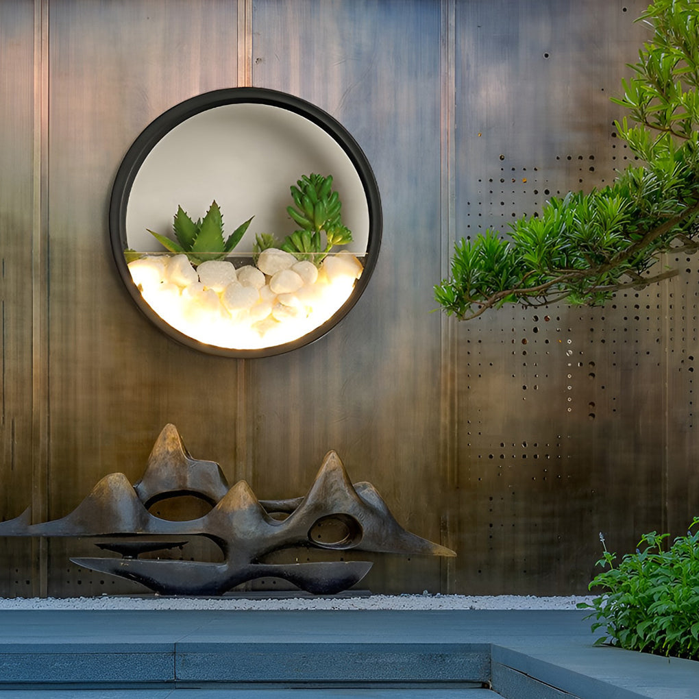 Round Small Artificial Plants Stones 18w LED Modern Outdoor Wall Light - Lamp Outdoor