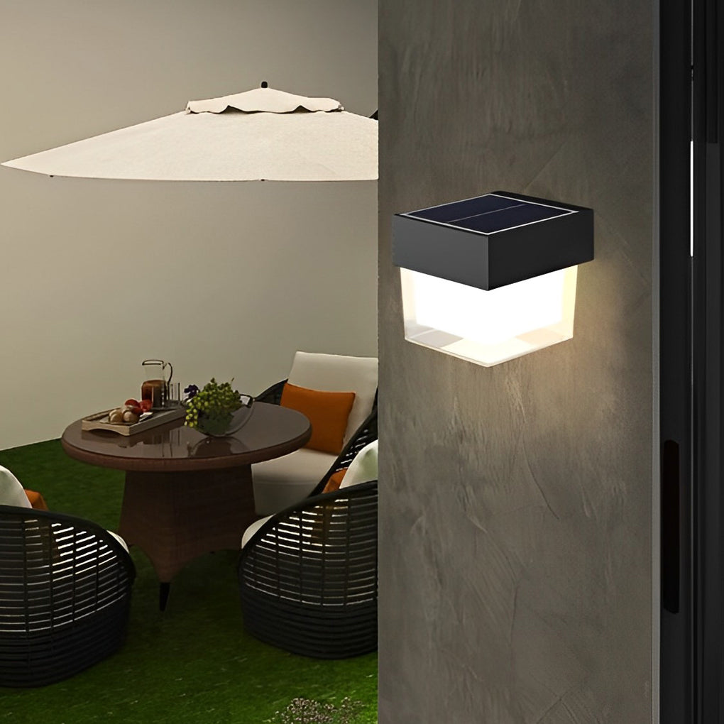 Square Round Waterproof LED Black Minimalist Solar Outdoor Wall Lights - Lamp Outdoor