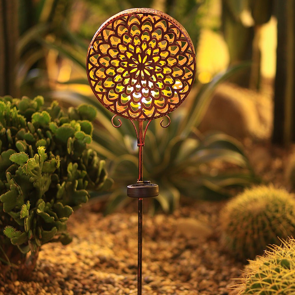 Bohemian Solar Hollow Drum Light LED Metal Outdoor Garden Lamp - Lamp Outdoor