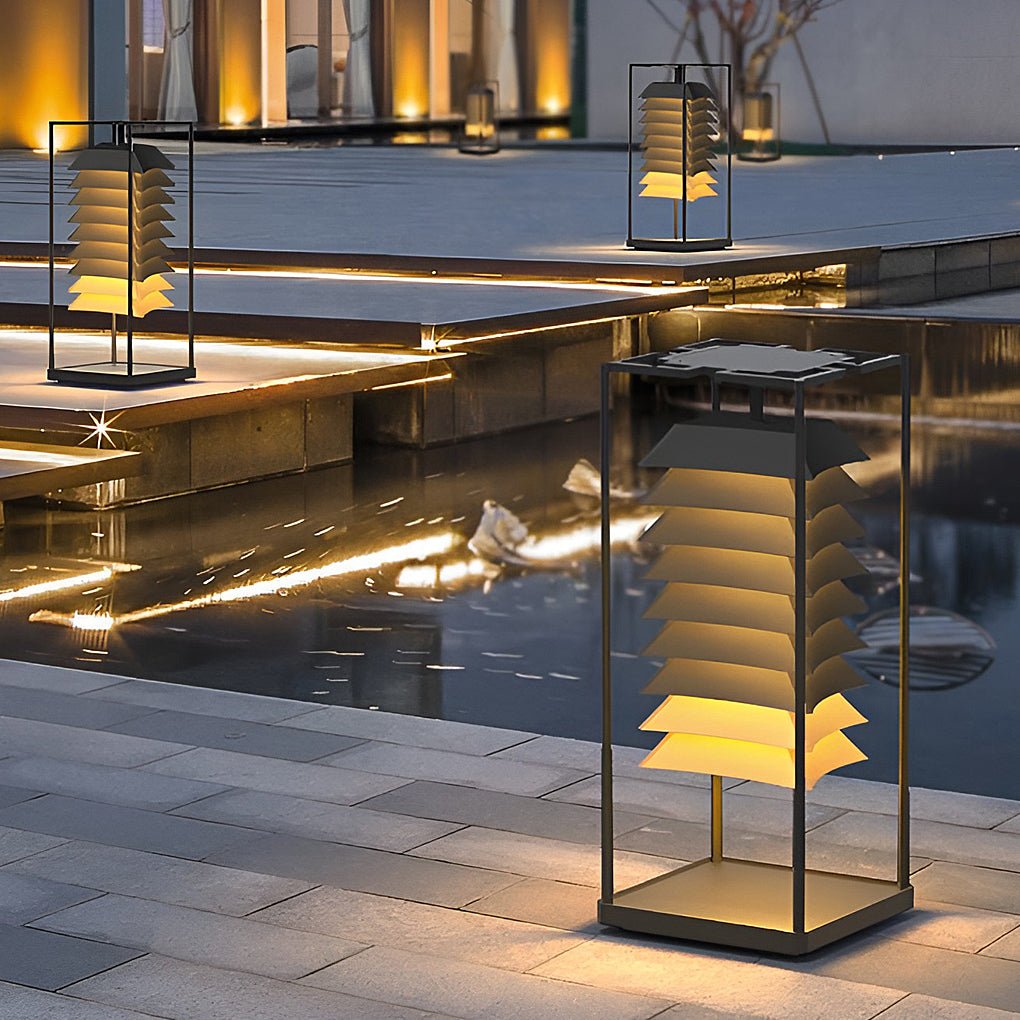 Freestanding Layered LED Pillar Light Outdoor Waterproof Garden Lamp - Lamp Outdoor