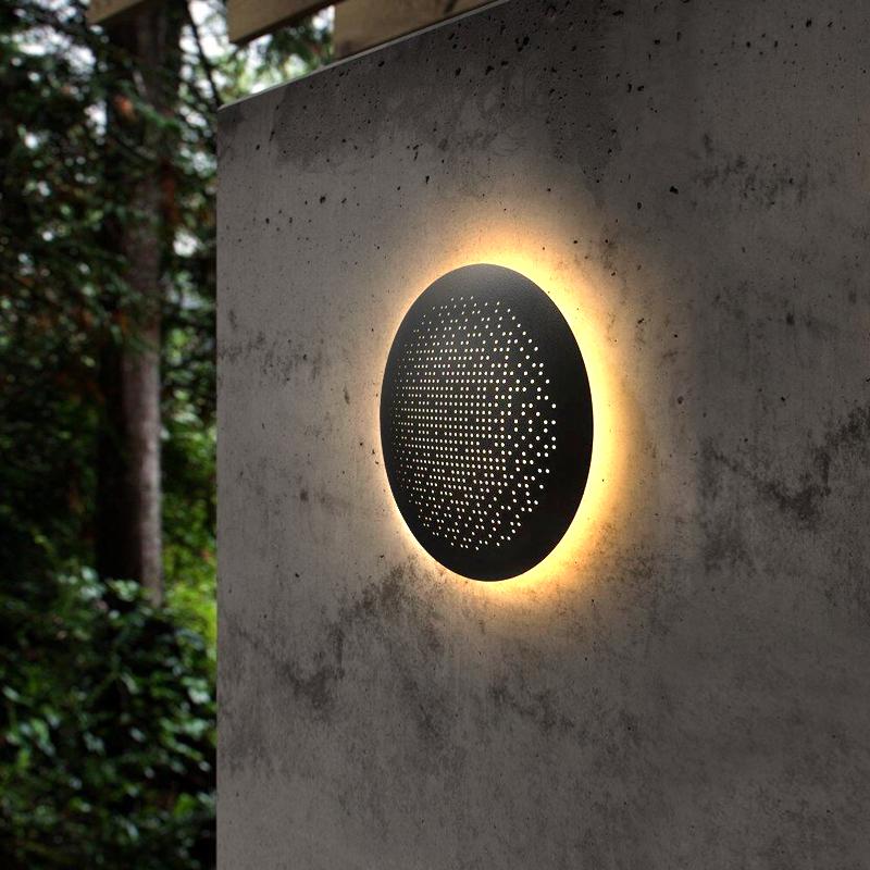 Circular Small Hollow Holes Waterproof LED Black Outdoor Wall Lights - Lamp Outdoor