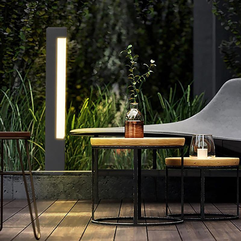 Modern Black Square Tall Aluminum LED Landscape Lighting Pathway Lights - Lamp Outdoor