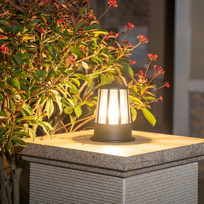 Round Creative Waterproof LED Black Modern Outdoor Pillar Lights - Lamp Outdoor