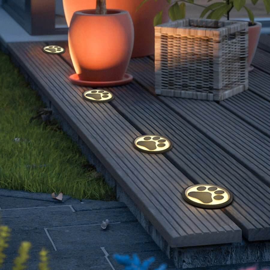 Modern Cat Paw Print LED Recessed Lights for Decks and Gardens - Lamp Outdoor