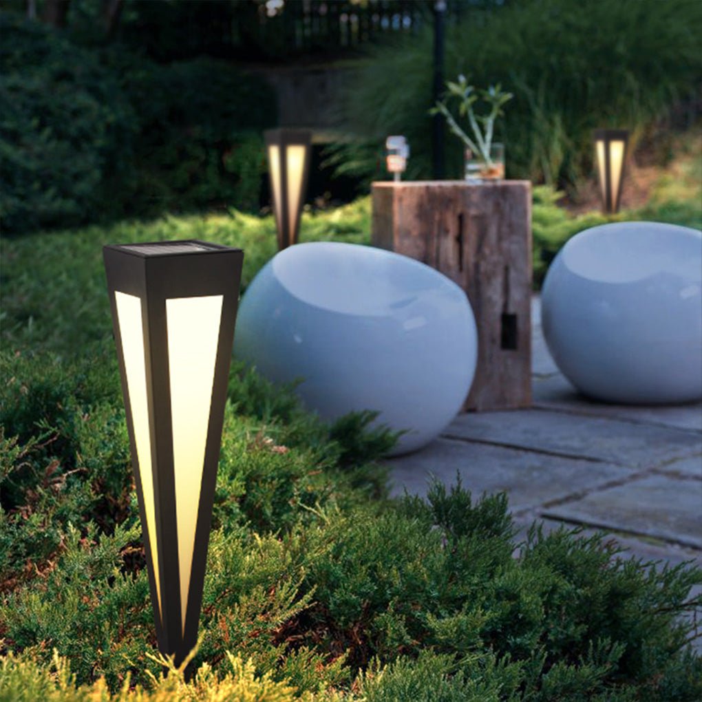 Adjustable RGB Solar LED Pathway Light Square Top & Conical Base Outdoor Lawn Lighting - Lamp Outdoor