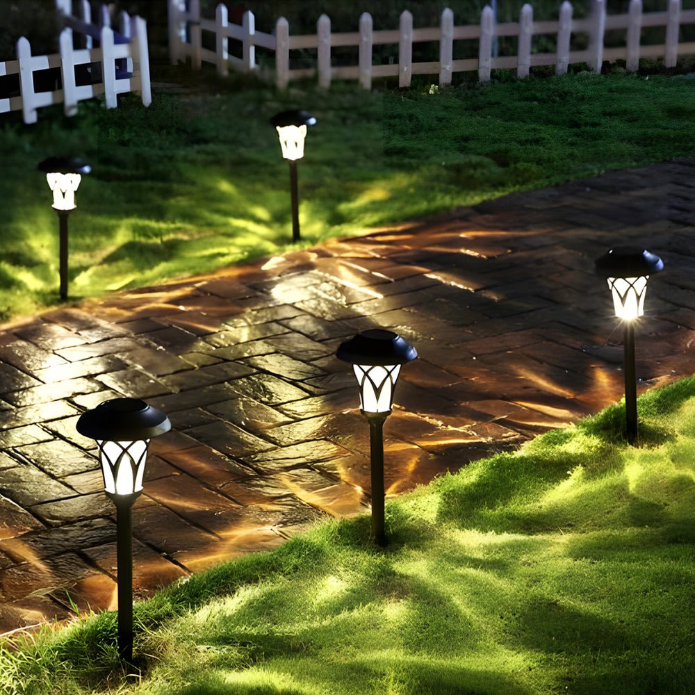 Solar Glass & Metal Stake Lawn Lights LED Retro Modern Waterproof Lighting - Lamp Outdoor
