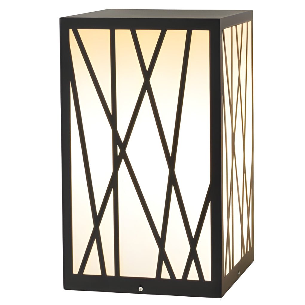 20W Square Solar LED Bollard Lights with Linear Pattern Lampshade - Lamp Outdoor
