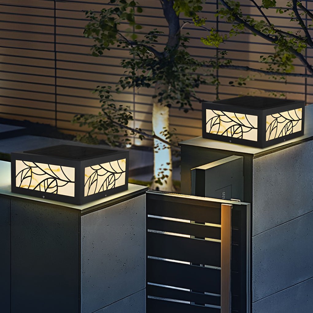 Square Waterproof LED Modern Solar Outdoor Deck Post Lights Pillar Light - Lamp Outdoor