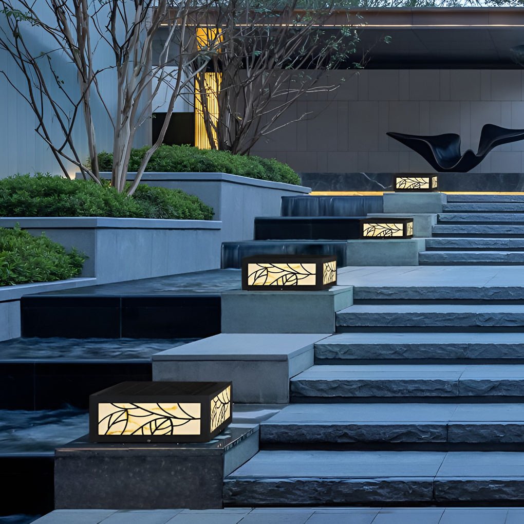 Square Waterproof LED Modern Solar Outdoor Deck Post Lights Pillar Light - Lamp Outdoor