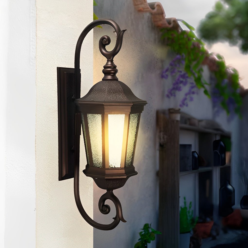 Waterproof Retro Aluminum Glass Shade European Style Outdoor Wall Lights - Lamp Outdoor