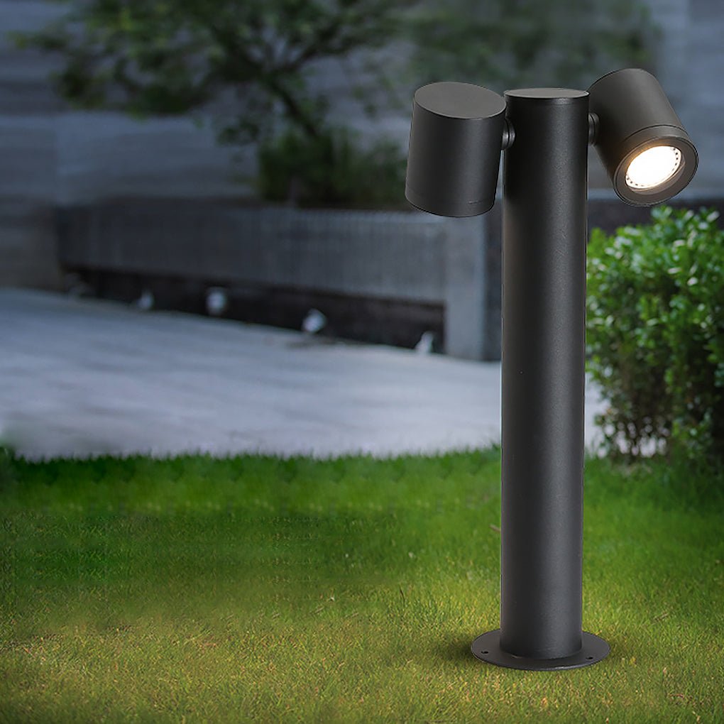 Flexi-Glow Dual-Head Rotatable Outdoor Lawn Light for Modern Landscapes - Lamp Outdoor