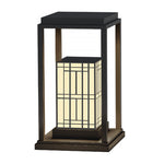 Traditional Asian Outdoor Light with Rectangular Frame and Patterned Lampshade - Lamp Outdoor