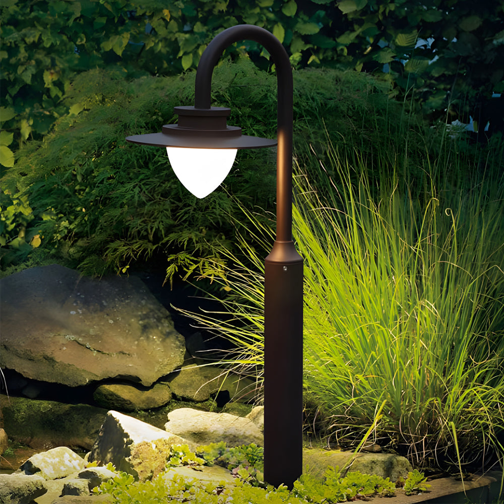 Minimalist Nordic Arc Arm LED Lawn Lamp Durable Outdoor Post Lighting - Lamp Outdoor