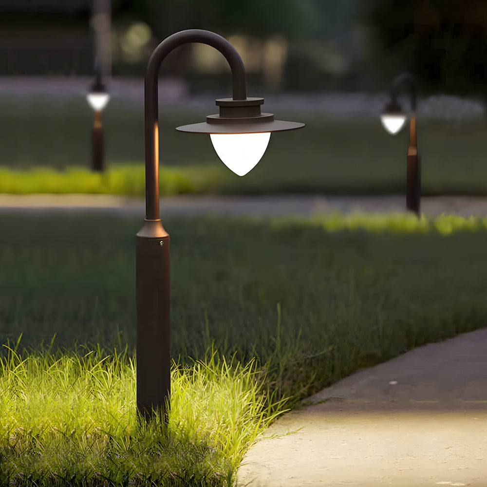 Minimalist Nordic Arc Arm LED Lawn Lamp Durable Outdoor Post Lighting - Lamp Outdoor