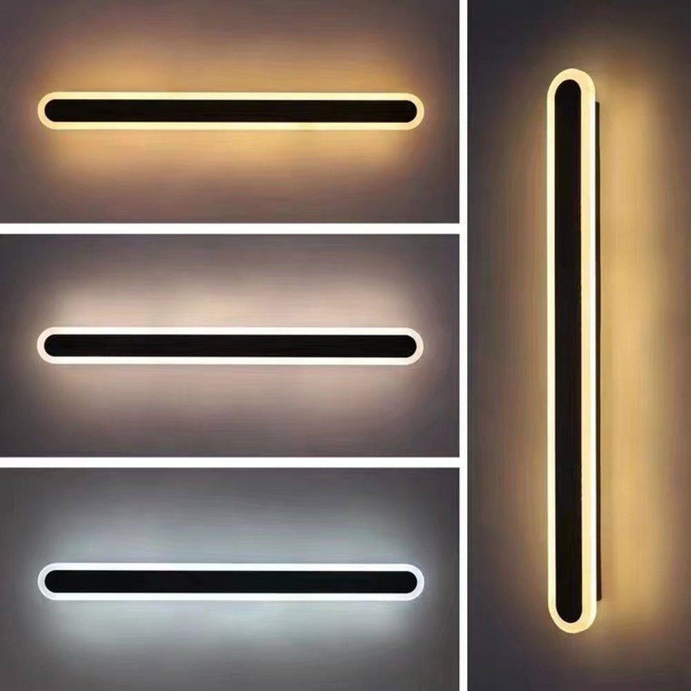 Arisha Minimalist Metal Linear Oval Outdoor Wall Lamp - Lamp Outdoor