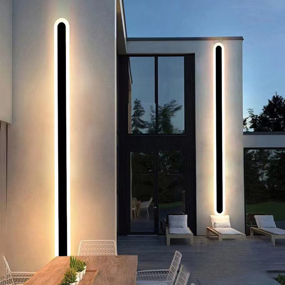 Arisha Minimalist Metal Linear Oval Outdoor Wall Lamp - Lamp Outdoor