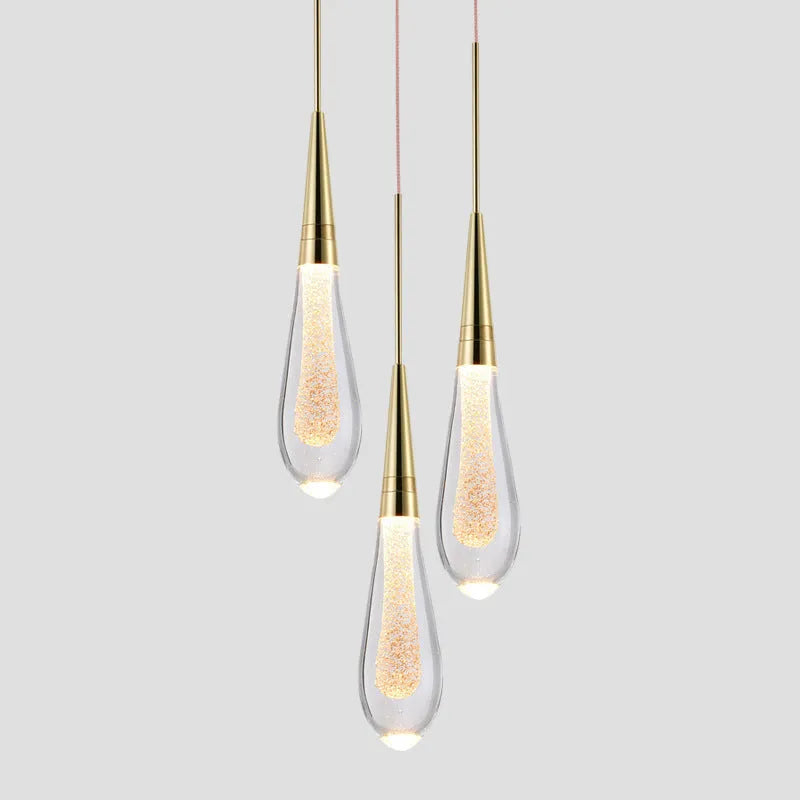 Kristy Pendant Light Crystal & Glass Droplet, Gold - Lamp Outdoor