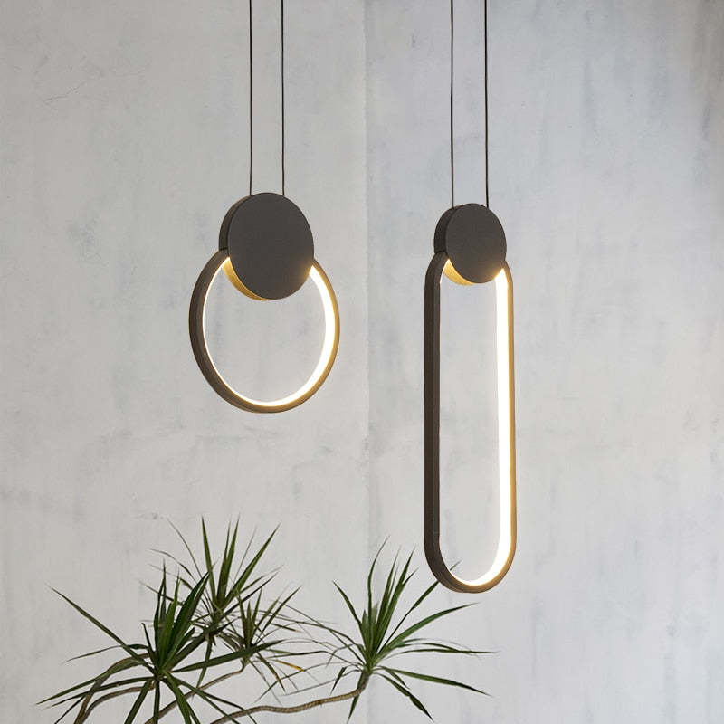 Doria Modern LED Pendant Light Black/White Metal Living Room - Lamp Outdoor