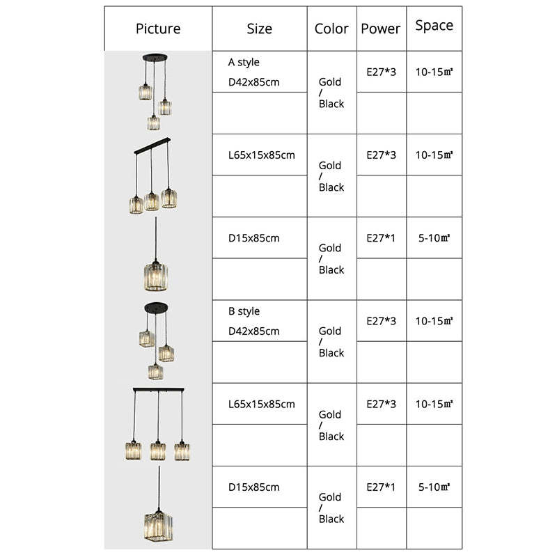 Vina Modern Cluster Cylinder Glass Pendant Light, Black/Gold - Lamp Outdoor