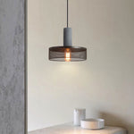 Xenith Industrial Cylindrical Pendant Light, Cement/Metal - Lamp Outdoor