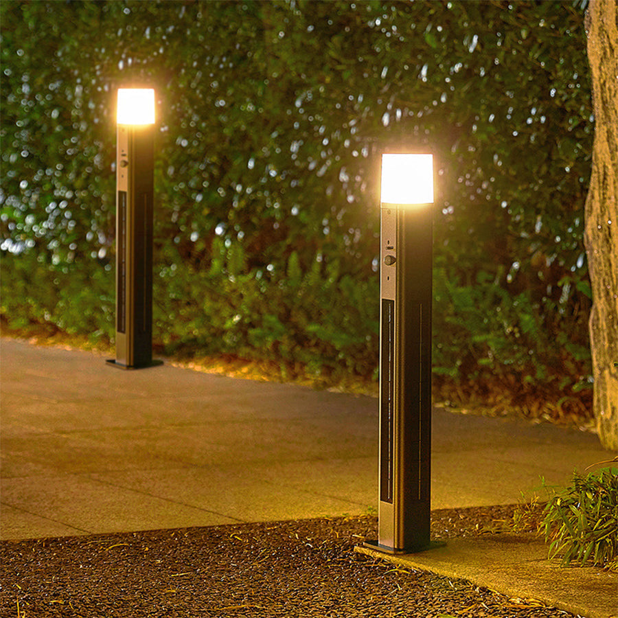 Motion Sensor Black Torchiere Floor Lamp Solar-Powered - Lamp Outdoor