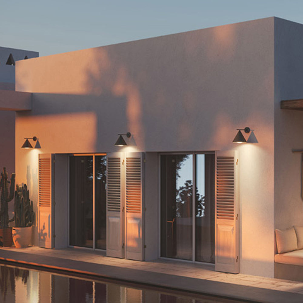 Arisha Modern Minimalist Cone Metal Outdoor Waterproof Wall Lamp，Black/Gold - Lamp Outdoor