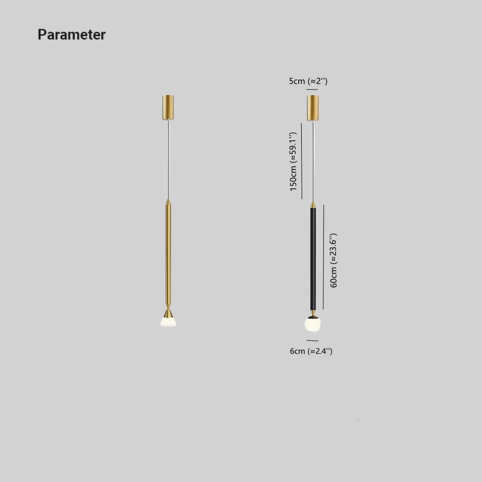 Auri Linear Metal Pendant Light Bedside, Black & Gold - Lamp Outdoor