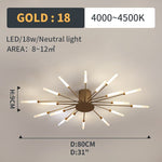 Wesley Flush-Mount Ceiling Light Fireworks, Black/Gold - Lamp Outdoor