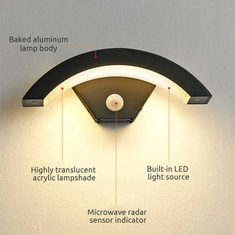 Elvon Nordic Arc Waterproof LED Outdoor Wall Lamp, Black - Lamp Outdoor