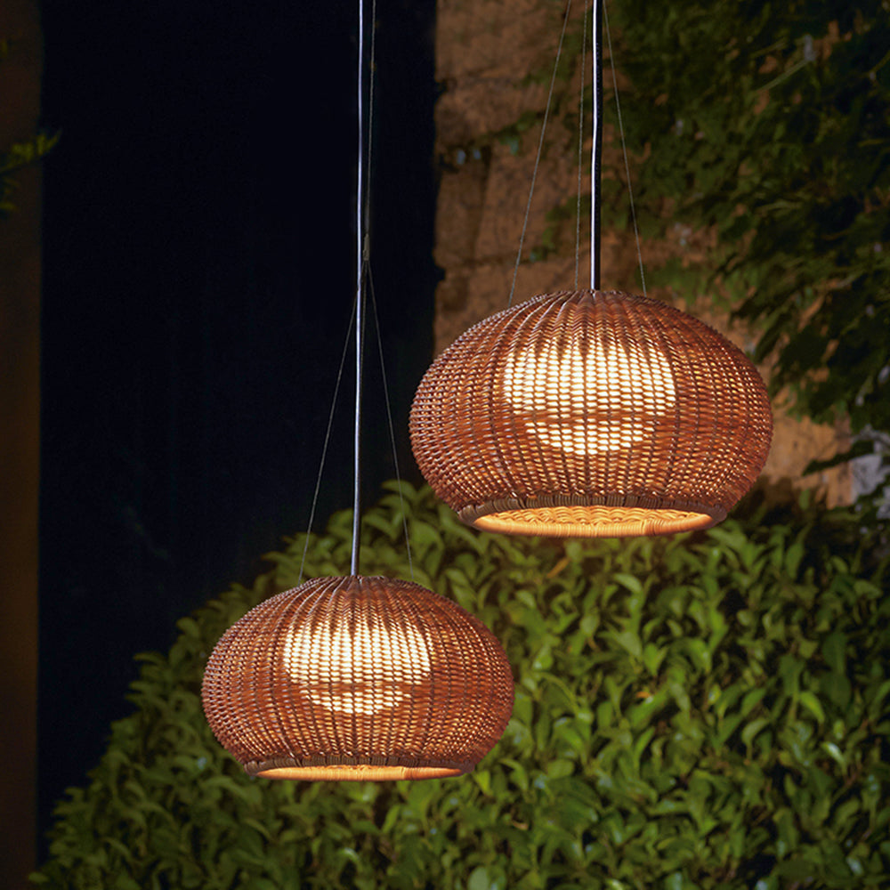 Ritta Retro Lantern Pendant Light Bamboo Acrylic - Lamp Outdoor