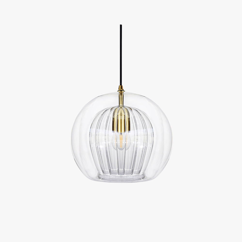 June Glass Globe Pendant Light Clear &Amber - Lamp Outdoor