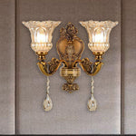 Ramiq Vintage Flor Metal/Glass Wall lamp, Gold - Lamp Outdoor