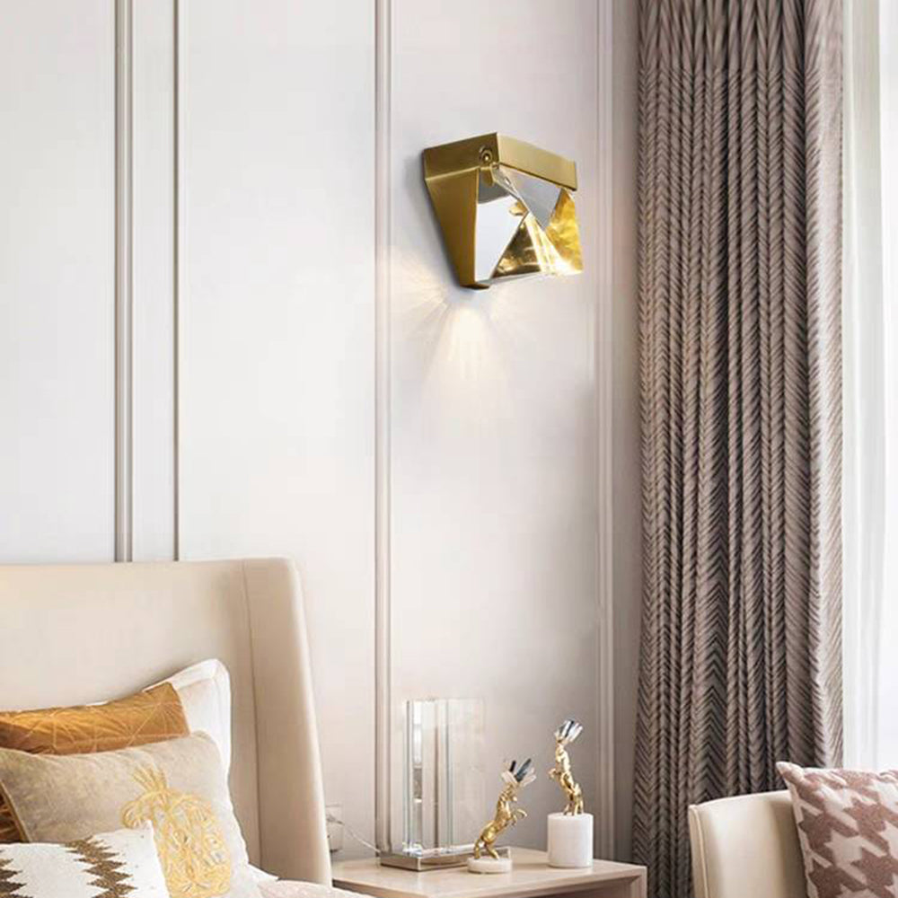 Laxor Waterproof Diamond Shape Metal/Crystal Outdoor Wall Lamp, Gold/Black - Lamp Outdoor