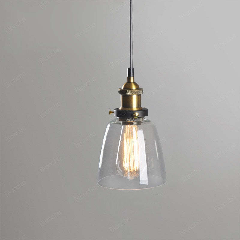June Industrial Glass Pendant Light Clear/Amber/Smoke Grey - Lamp Outdoor
