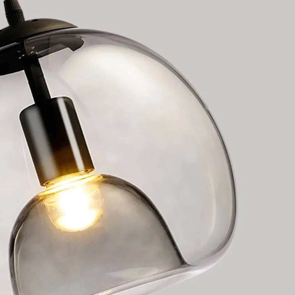June Globe Glass Pendant Light, Amber/Smoky Grey - Lamp Outdoor