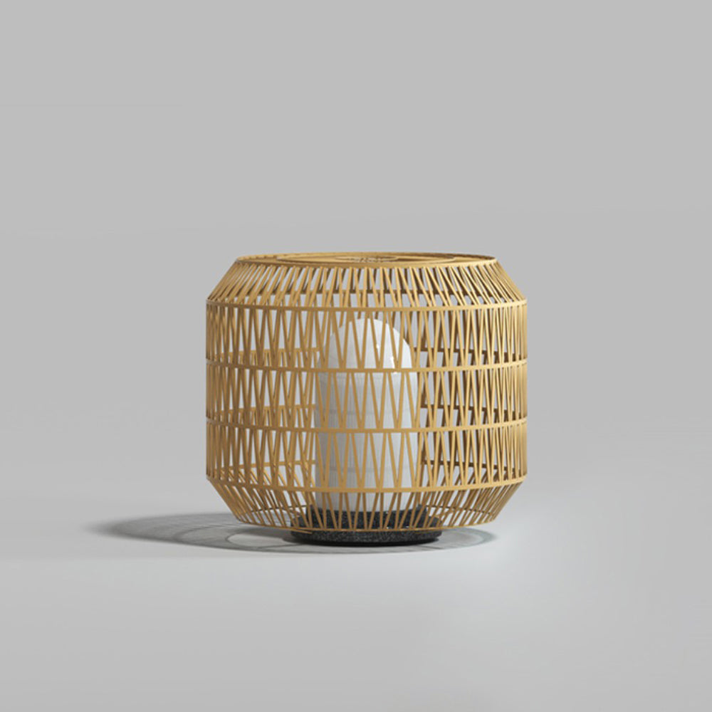 Ritta Vintage Lantern Rattan Floor Lamp, Hardwired/Solar, - Lamp Outdoor