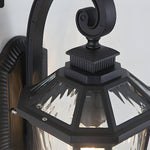 1-Light Black Clear Water Glass Outdoor Wall Light Lantern Wall Sconce Porch Wall Mounted Lights Exterior Wall Lamp - Lamp Outdoor