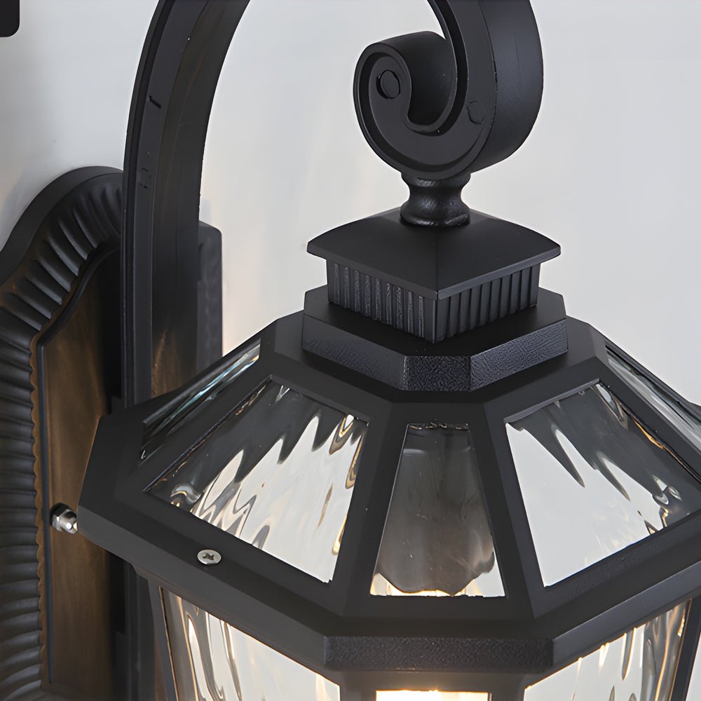 1-Light Black Clear Water Glass Outdoor Wall Light Lantern Wall Sconce Porch Wall Mounted Lights Exterior Wall Lamp - Lamp Outdoor