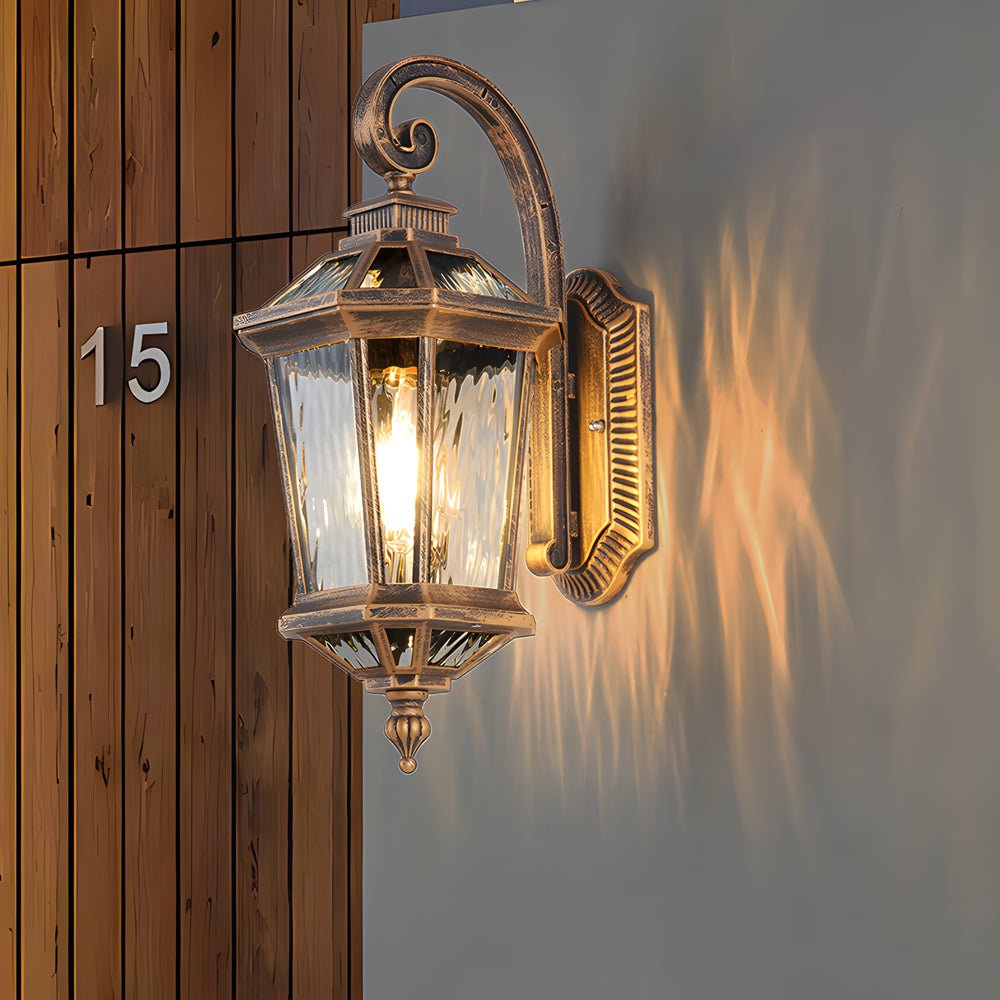 1-Light Black Clear Water Glass Outdoor Wall Light Lantern Wall Sconce Porch Wall Mounted Lights Exterior Wall Lamp - Lamp Outdoor