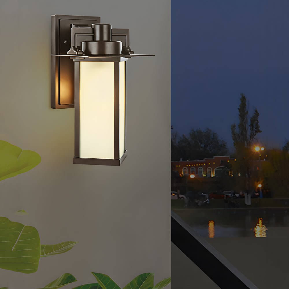 1-Light Glass Outdoor Wall Lantern Sconce - Lamp Outdoor