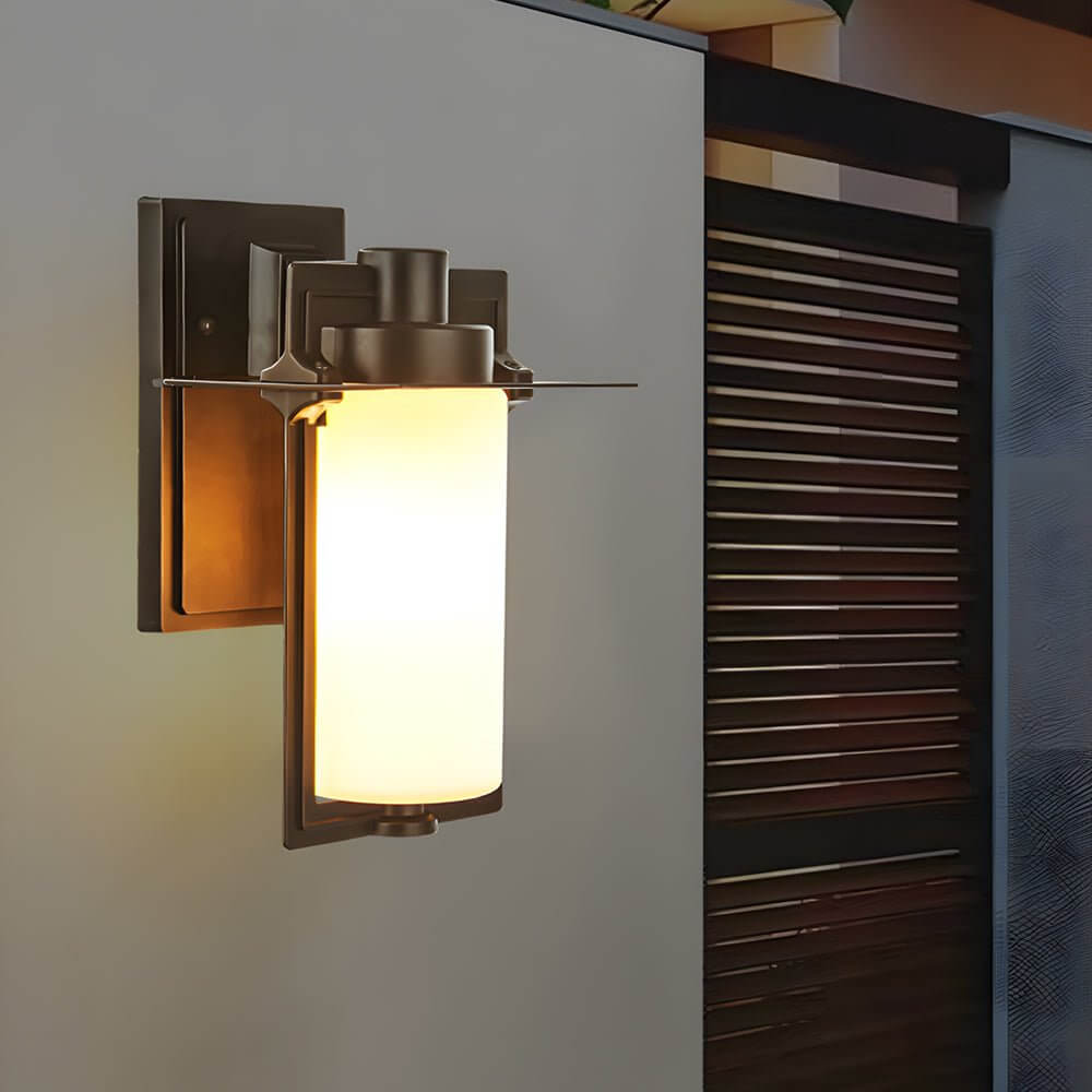 1-Light Glass Outdoor Wall Lantern Sconce - Lamp Outdoor